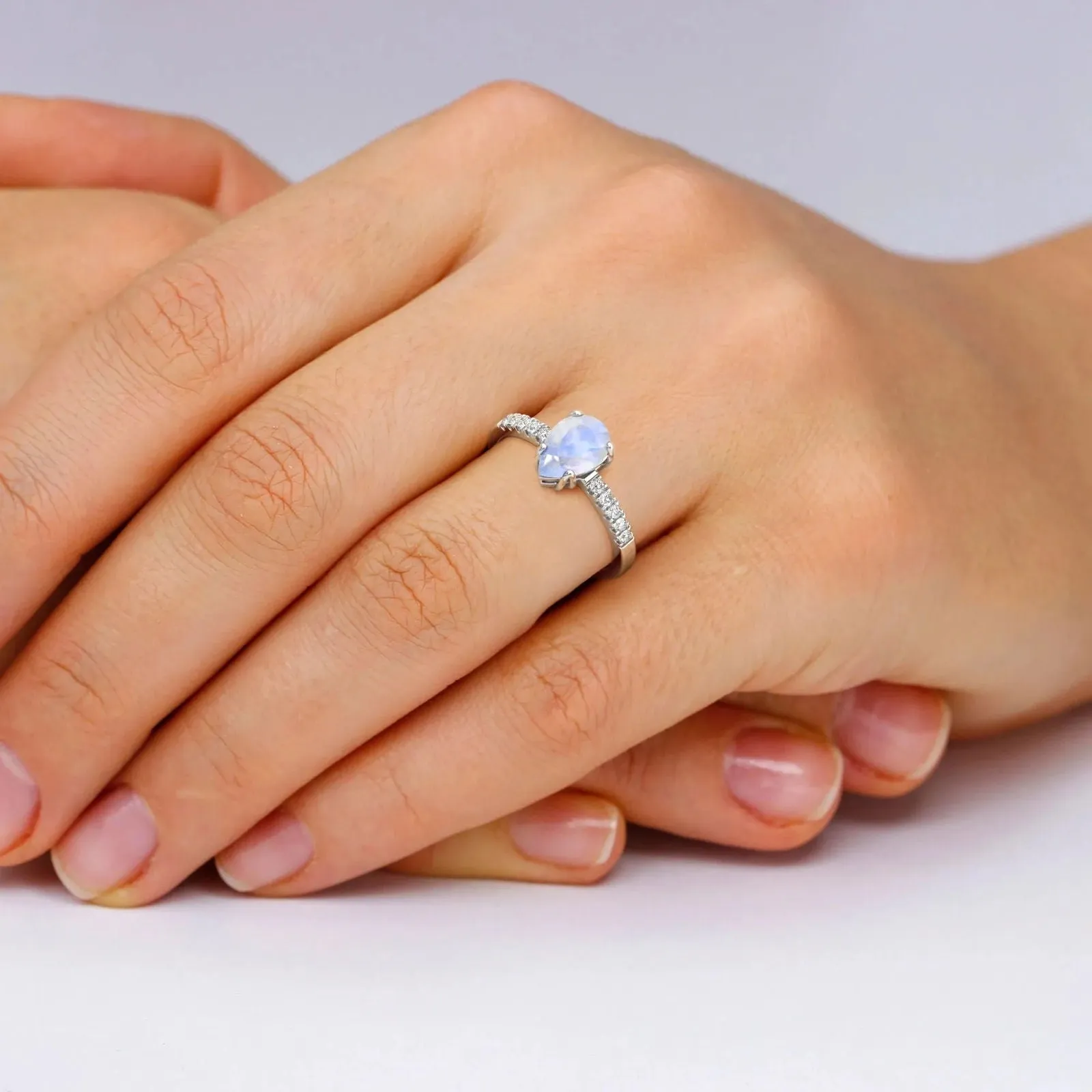 Pear Shape Moonstone Ring  in Silver - Irosk Australia ®