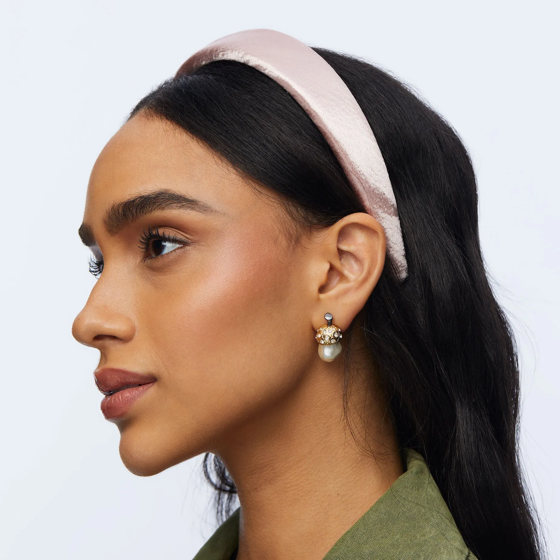 PEARL ACORN BUTTON EARRINGS