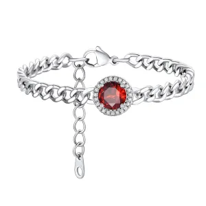 Personalized Halo Birthstone Cuban Link Bracelet