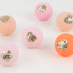 Pink and Gold Hearts Surprise Balls 6pk S7137