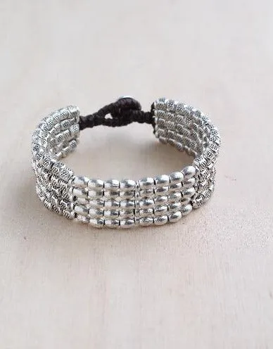 Premium Alloy Silver Barrel & Square Bracelet