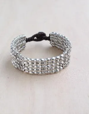 Premium Alloy Silver Barrel & Square Bracelet