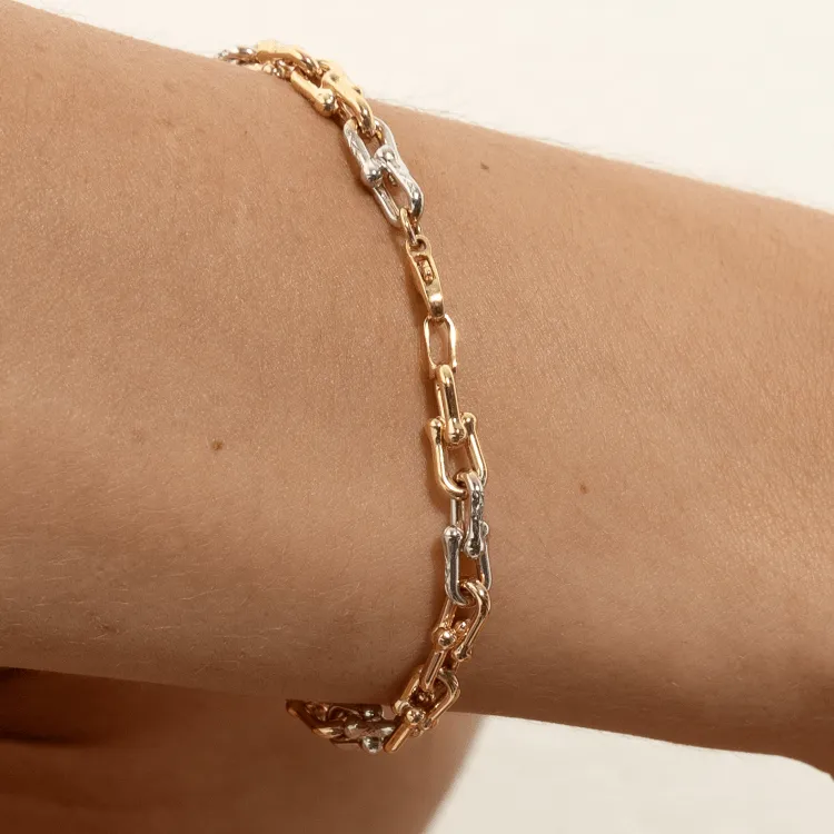 Real Gold 3 Color GZTF Hardware Solid Chain Bracelet 4263-TC BR1471