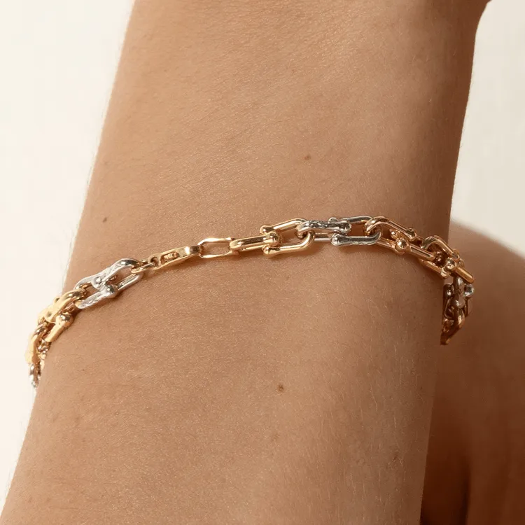 Real Gold 3 Color GZTF Hardware Solid Chain Bracelet 4263-TC BR1471