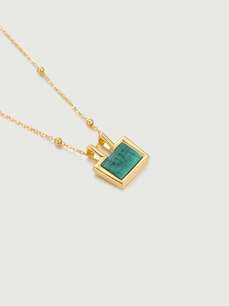 Rectangle Malachite Charm Necklace