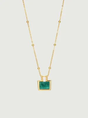 Rectangle Malachite Charm Necklace