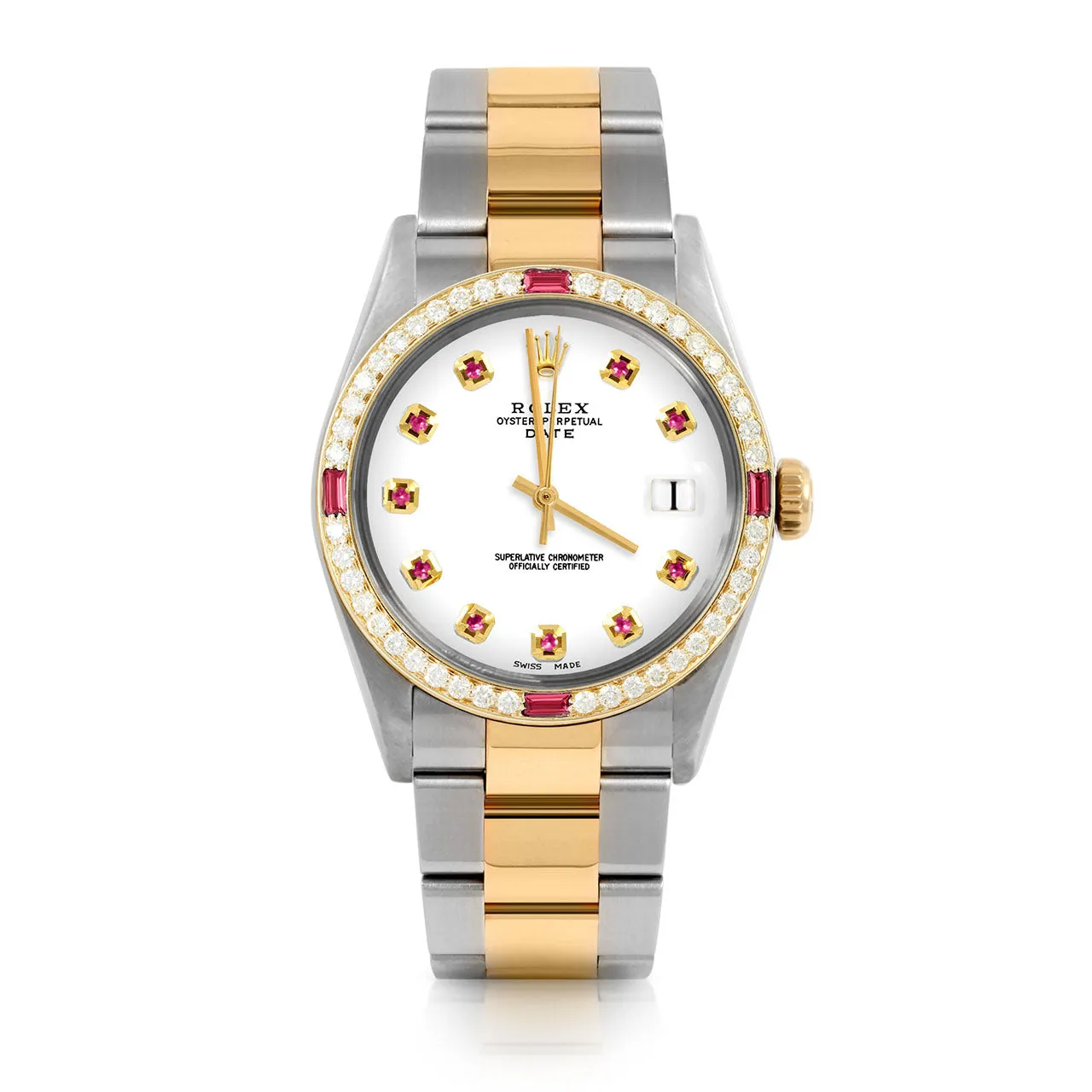 Rolex Date 34mm | 1500-TT-WHT-RBY-AM-4RBY-OYS