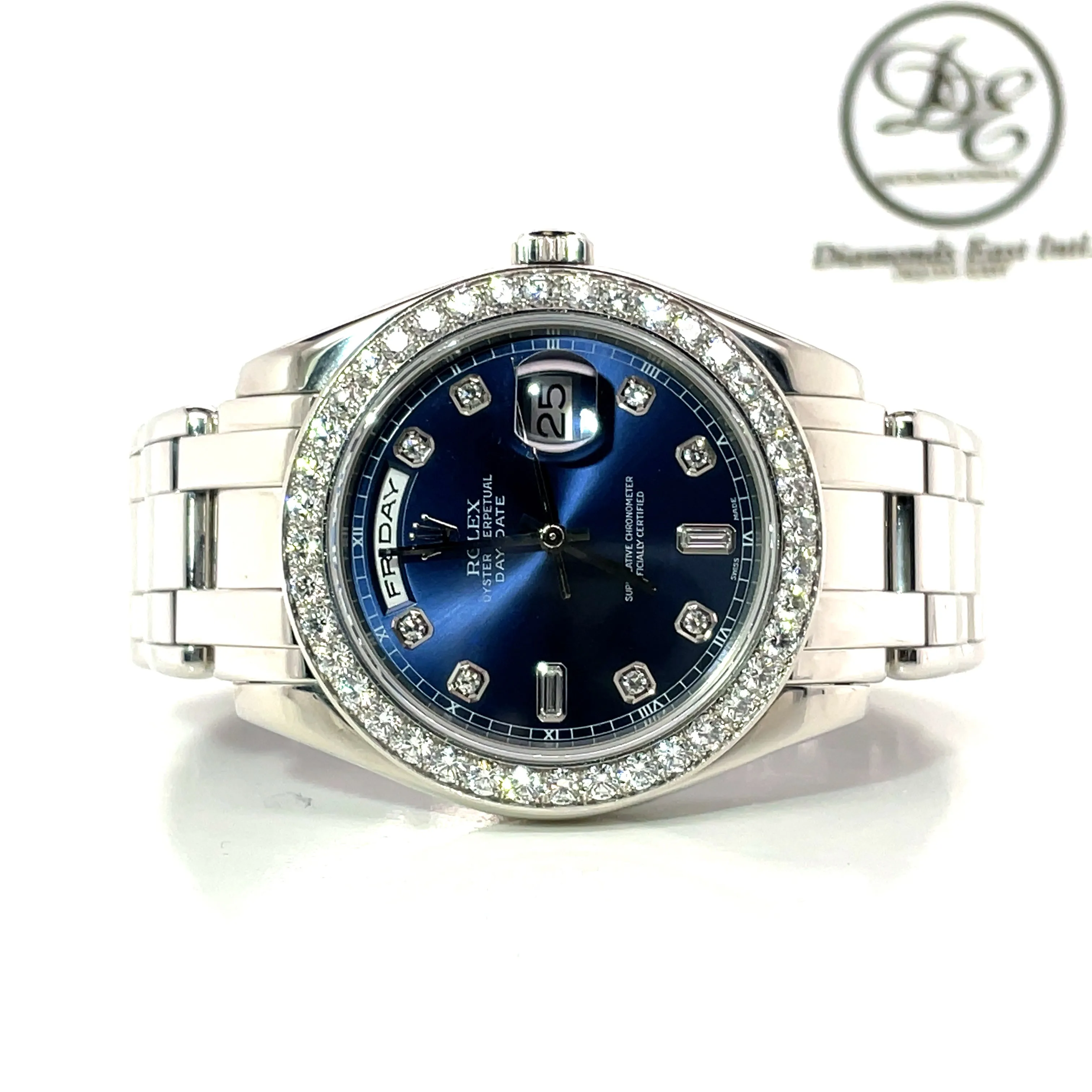 Rolex Masterpiece Platinum Day-Date 18946 39mm Factory Blue Diamond Dial & Bezel