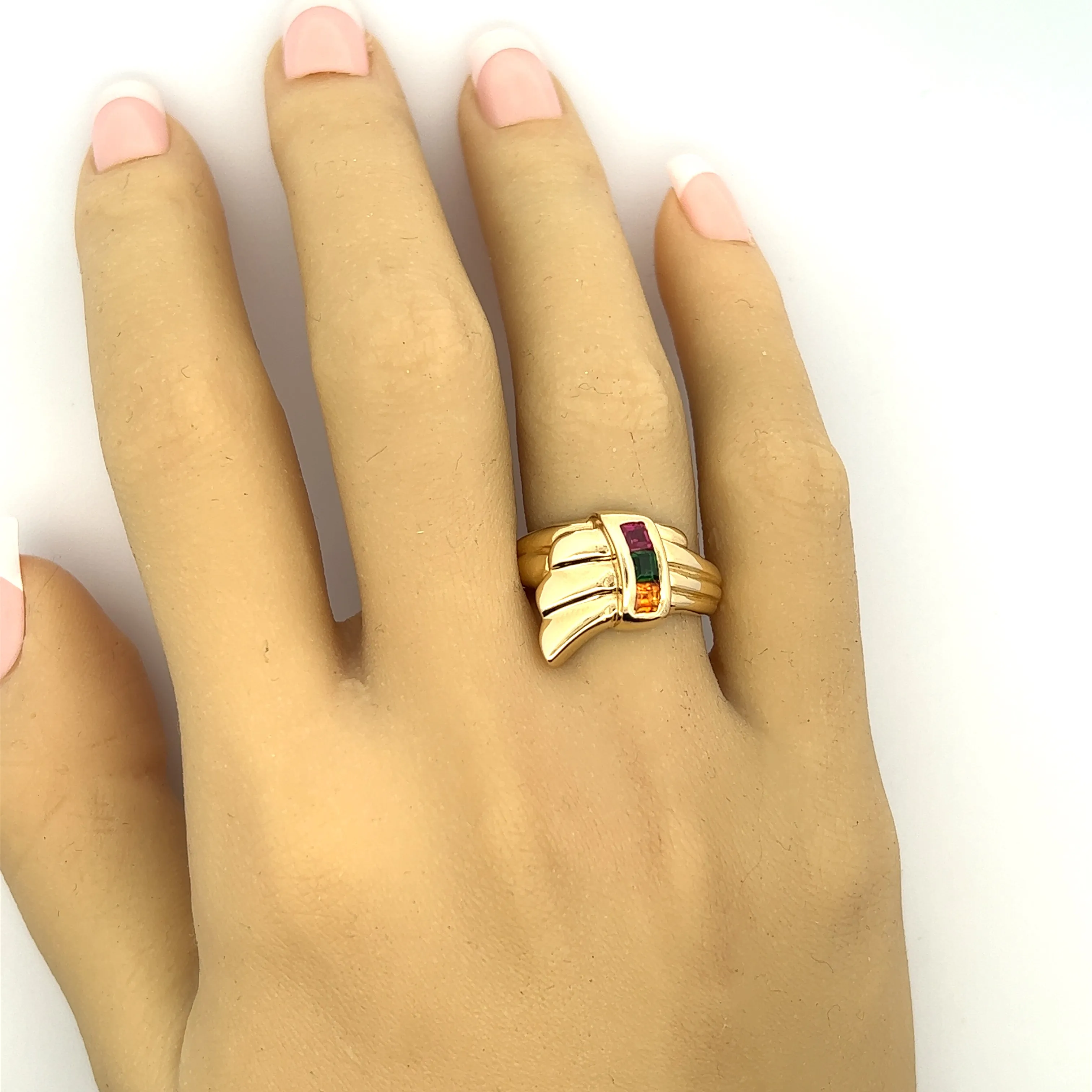 Ruby, Emerald & Citrine 18ct Yellow Gold Ring