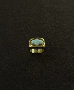 Salome Inlaid Pearl Cross Ring