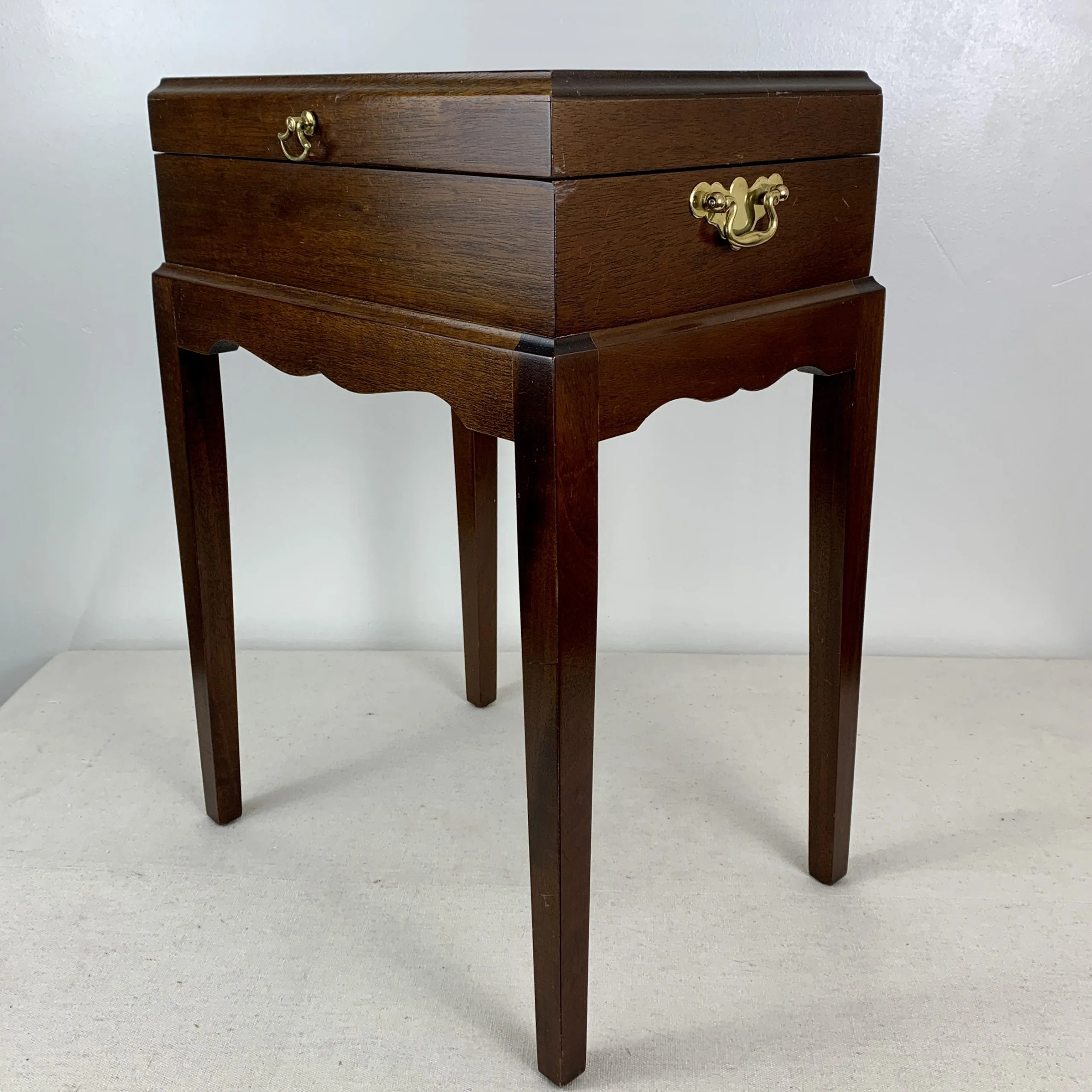 Side Table, English Regency Box on Stand, Inlay Shell