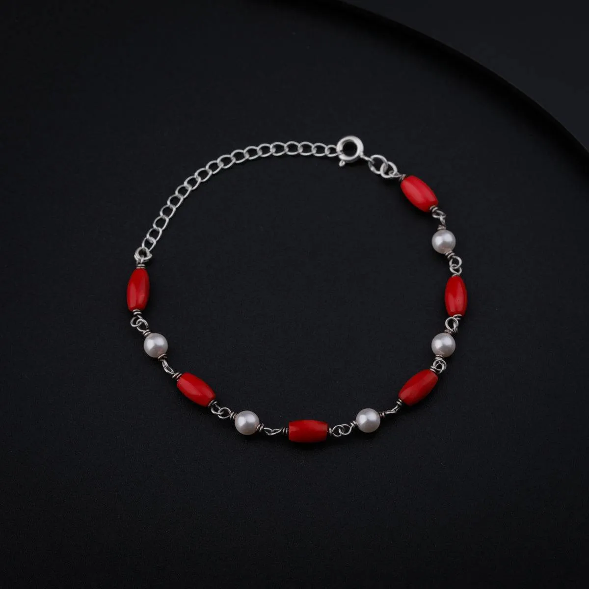 Silver Bracelet with Pearl and Corals