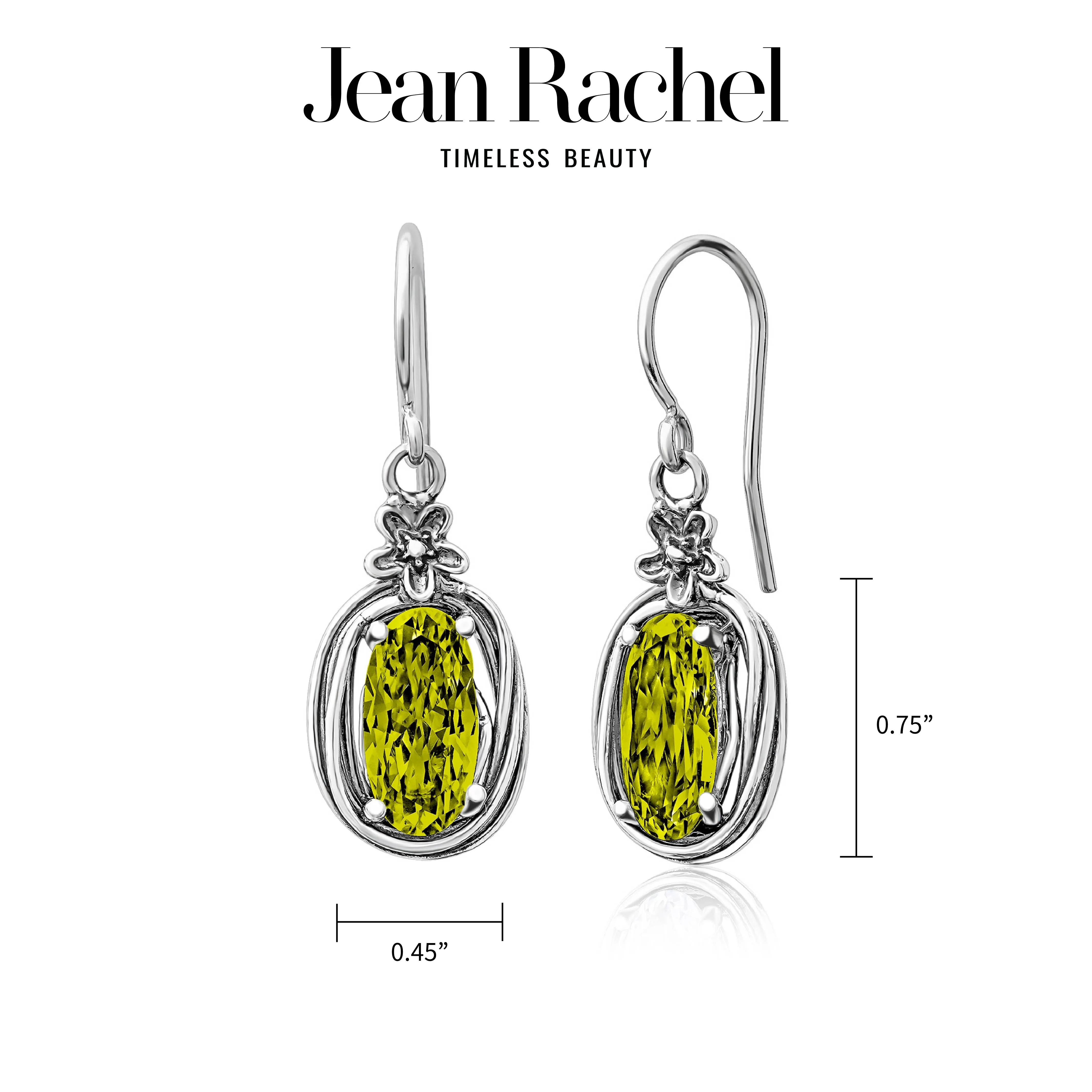 Sterling Silver Peridot CZ Floral Wire Wrap Earrings
