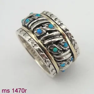 Swivel Silver & 9K Gold Ring with Opal  (sn 1470r)