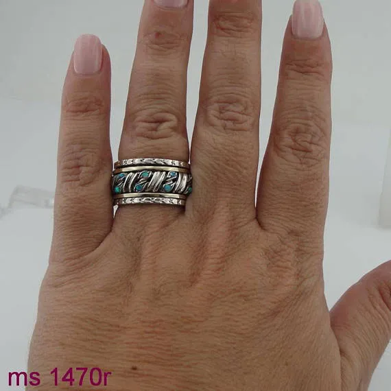 Swivel Silver & 9K Gold Ring with Opal  (sn 1470r)