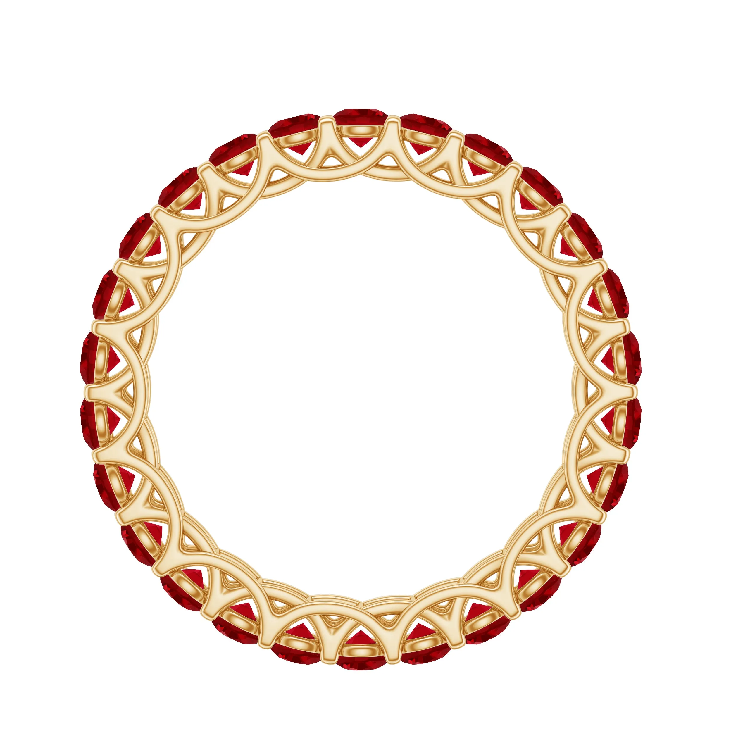 Trellis Set Round Cut Created Ruby Full Eternity Band Ring