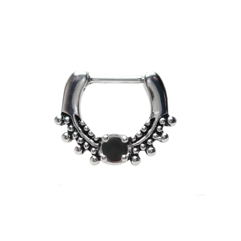 Vintage Septum Ring with Onyx Stone