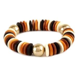 Wood Disc & Gold Bracelet